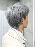 ホワイトグレーショートウルフ/メンズカットブリーチカラー渋谷