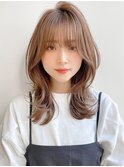 サイドバングこなれヘアグランマッシュ暗めカラー斜めバング