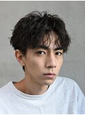 渋谷大人男子緩めツイストスパイラルパーマメンズマッシュ30代