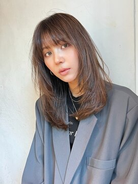 ランプ 代官山(the lamp) ブリーチなしダブルカラー大人ハッシュレイヤー前髪あり艶カラー