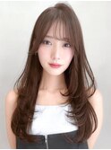 こなれヘア前髪ダークアッシュナチュラルカールサイドバング