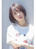 小顔ナチュラルボブ シースルーバング イルミナカラーラベージュ