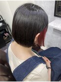 イヤリングカラーxレッドxボブ