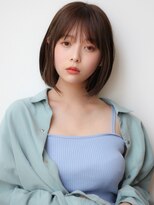 韓国ボブナチュラルカール艶髪ミニ姫カットシアーカラーセミディ