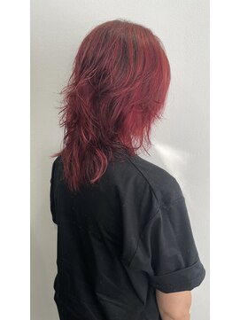 アース 市川店(HAIR & MAKE EARTH) ウルフパーマ×レッドカラー