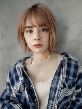 ギークス(GEEKS) 【GEEKS渋谷】レイヤーボブ/オレンジベージュ/冬カラー/20代30代