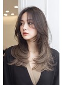 ミディアムレイヤーバタフライレイヤーココアベージュブラウン