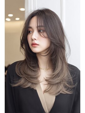 ノイエ 原宿 北参道(NoIE) ミディアムレイヤーバタフライレイヤーココアベージュブラウン