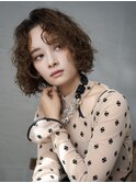 ココアベージュミディアムおくれ毛顔周りレイヤー_F21283