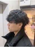 シャドウパーマ　メンズサロン　マッシュ　カット　韓国ヘア