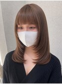 レイヤーカットブリーチダブルカラーミルクティーベージュ川越