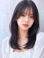 アディ 中野南口店(Addi)&nbsp;暗髪ハイレイヤーのシースルーセミロング