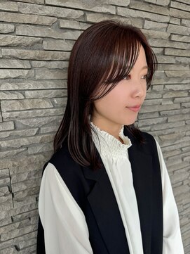 ハイバレーヘアーメゾン(HIGH VALLEY HAIRMAISON) ミディアムボブフェイスレイヤー顔周りカット岡山南中央町