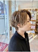 30代40代大人可愛いショートパーマショートレイヤーハイライト