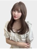 大人美人艶カラーベージュ小顔カット透明感レイヤーロング