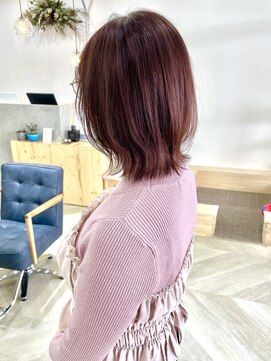 ラフ(laugh) ミディアムレイヤー×ピンクブラウン