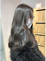 ブリーチなし!艶感オリーブベージュ小顔ルーズくびれミディ