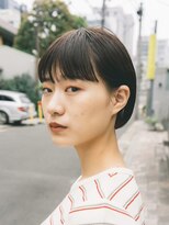 ボブ　ホワイトグレージュ　デジタルパーマ　チェリーブラウン