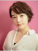 大人女性に人気☆柔らかカールショートボブ