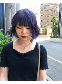 ボブ/前髪あり/ハイトーン/パープル