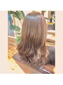ロングニュアンスパーマウル艶カラー