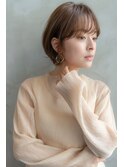 大人かわいいフェザーバングココアブラウンマッシュショートボブ