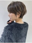 前髪あり耳掛け丸みくびれショートボブ20代30代40代50代(蘭)