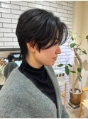 ニュアンスショートメンズカットブラックナチュラルサラツヤ髪