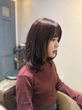 ワ ヘアー(wa-hair) 大人かわいい韓国風巻き髪パーマ　髪質改善　チェリーレッド