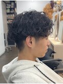 メンズカットツイストスパイラルパーマニュアンスパーマショート
