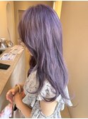 ラベンダーベージュ顔まわり前髪ロングレイヤー群馬太田