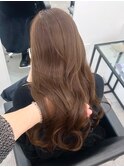 ブリーチなしラベンダーブラウン韓国風ロングレイヤーカット