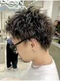 仙台スパイキーショートパーマフェザーショートメンズ毛流れ30代