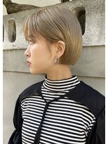 トリコ アヴェダ ららテラス北綾瀬(tricot AVEDA)&nbsp;ショートボブ/ハイトーンボブ/切りっぱなしボブ/柔らかベージュ