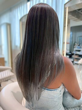 メイキー 本厚木(MA-IKI) 酸性ストレート白髪ぼかしハイライトロングヘア/メイキー本厚木