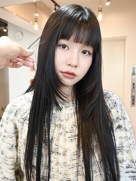 ディッセンバー 渋谷(December) ロングレイヤーワイドバングフルバングブルーブラック