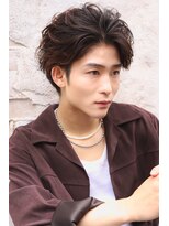 カライング(ing) スーツ短髪ツーブロック束感モテる黒髪シークレットパーマ流行