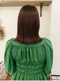 ピンクレッドカラーが可愛い☆鎖骨レングスの外はねミディアム