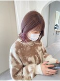 #イヤリングカラー#外ハネボブ#ピンクカラー