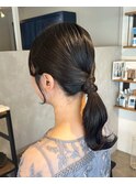 結婚式ヘアセット　タイトポニーテール