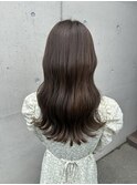 暗髪アッシュ艶カラー透け感ナチュラルロングヘアゆるふわ巻き