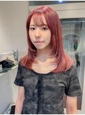 ケアブリーチ　レッドカラー　レイヤーカット　横浜N