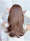 フェミニンロング大人かわいい透明感カラーレイヤーカット小顔