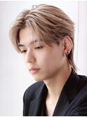 韓国ヘアコンマバング韓国マッシュセンターパートフェザーパーマ