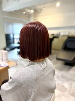 ソイクフ 四条大宮店(SOY-KUFU)&nbsp;40代50代◎前下がりボブピンクカラータッセルボブ