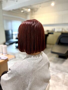 ソイクフ 四条大宮店(SOY-KUFU) 40代50代◎前下がりボブピンクカラータッセルボブ