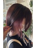 レイヤーボブ◯インナーカラー◯ペールピンク
