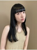 スクエアバング×切りっぱなしロング