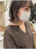 インナーカラー グレージュ ボブ