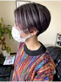 刈り上げマッシュショート×パープルカラー☆